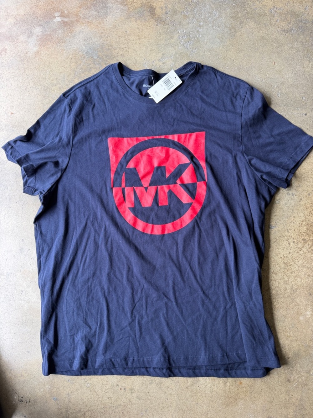 Michael Kors Navy T-Shirt with Red MK Emblem